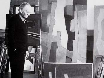 Fritz Winter in seinem Atelier.
